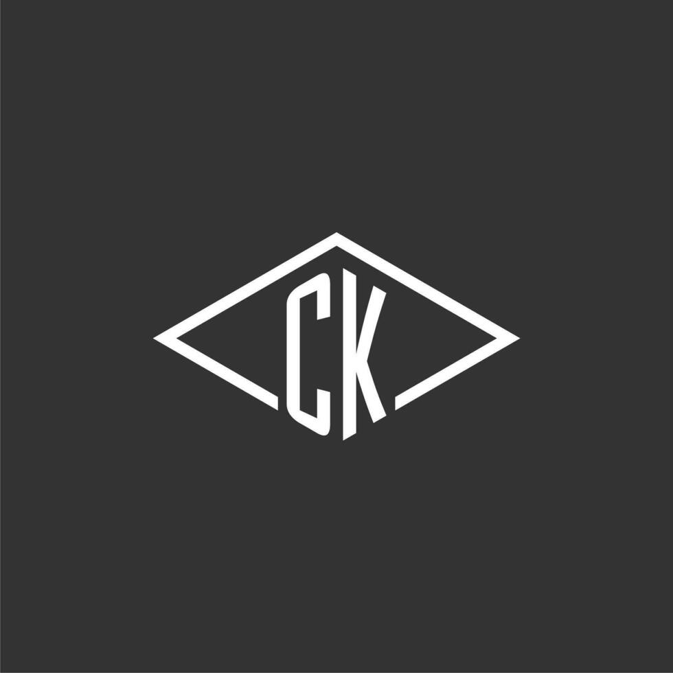 initialer ck logotyp monogram med enkel diamant linje stil design vektor