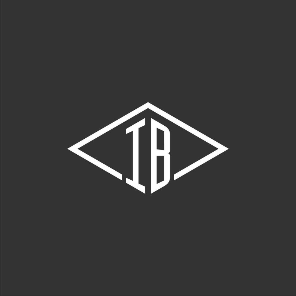 initialer ib logotyp monogram med enkel diamant linje stil design vektor