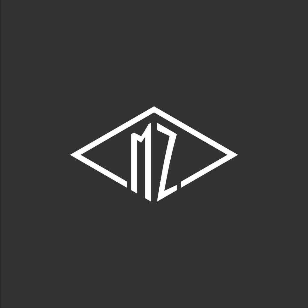 Initialen mz Logo Monogramm mit einfach Diamant Linie Stil Design vektor
