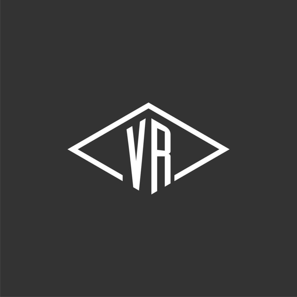 initialer vr logotyp monogram med enkel diamant linje stil design vektor