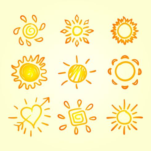 sonne clipart eingestellt vektor