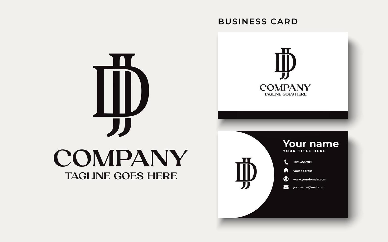 första bokstaven dj, jd, j, d versaler modern logotyp mallelement. svart brev isolerad på vit bakgrund. kan användas för affärer, konsultföretag. vektor