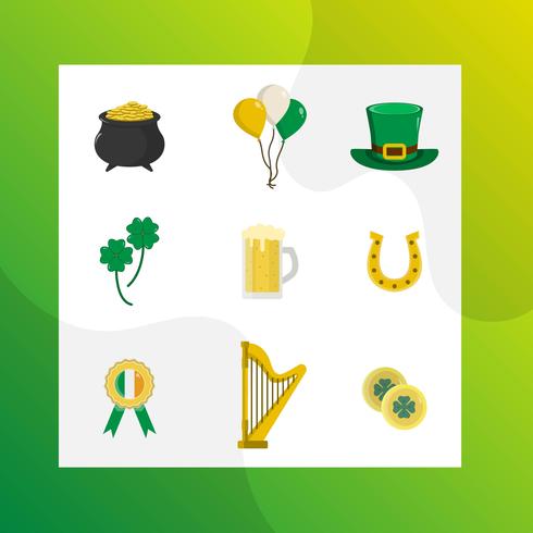 Flache moderne St Patrick Tagesvektor-Clipart-Sammlung vektor