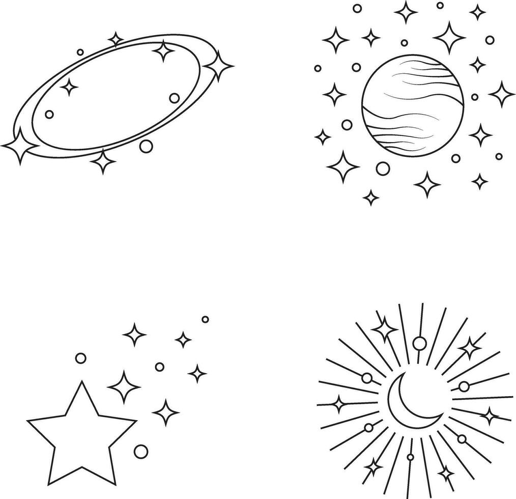 kosmisch Jahrgang minimalistisch Kunst und Muster Illustration vektor