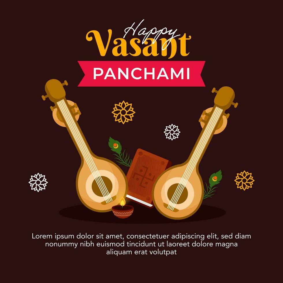Lycklig vasant panchami firande social media posta design mall vektor