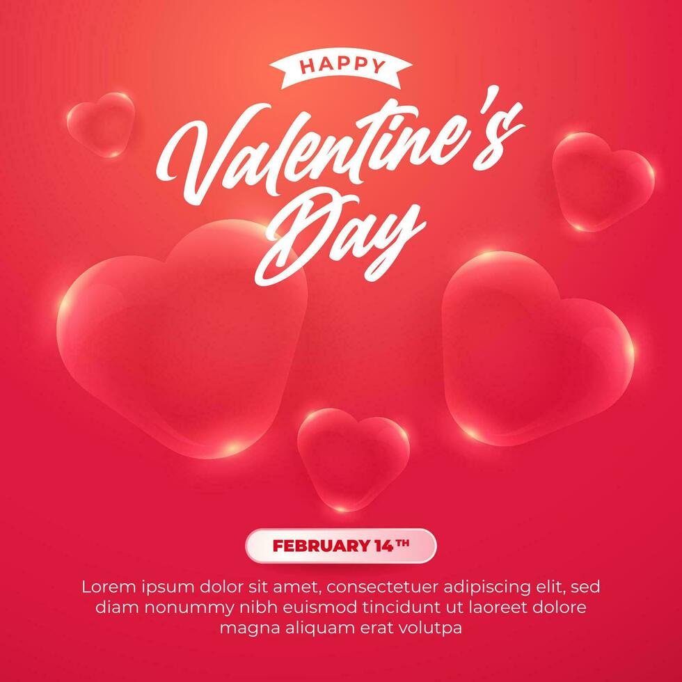 glücklich Valentinstag Tag Sozial Medien Post Vorlage mit schön Ornament von Glas Liebe vektor