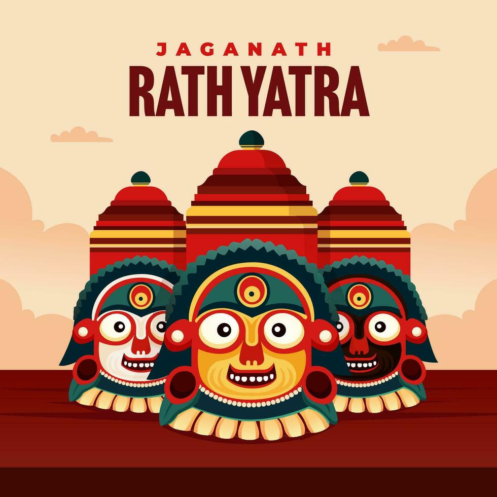 glücklich rath Yatra Feier zum Sozial Medien Post Design Vorlage vektor