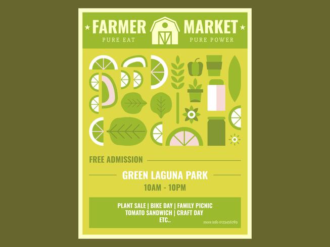 Gullig Flygblad Design Farmers Market Vector