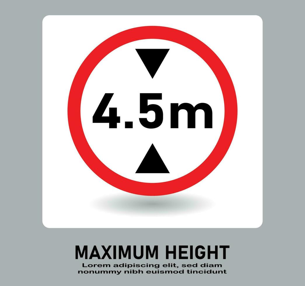 fordon maximal höjd begränsa 4.5 meter tecken. vektor