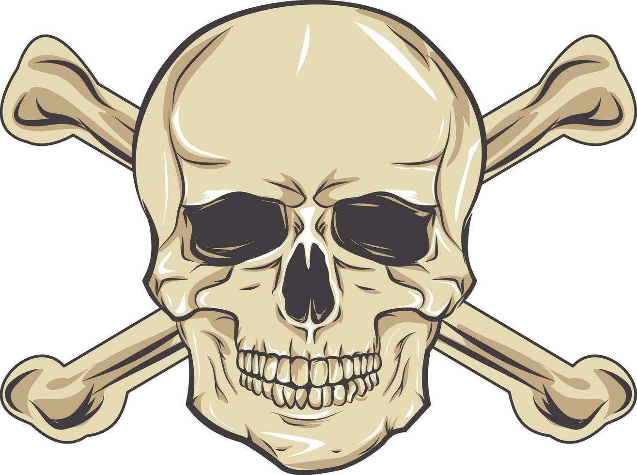 vektor mänsklig skalle. död skjorta design pirat emblem begrepp. halloween begrepp