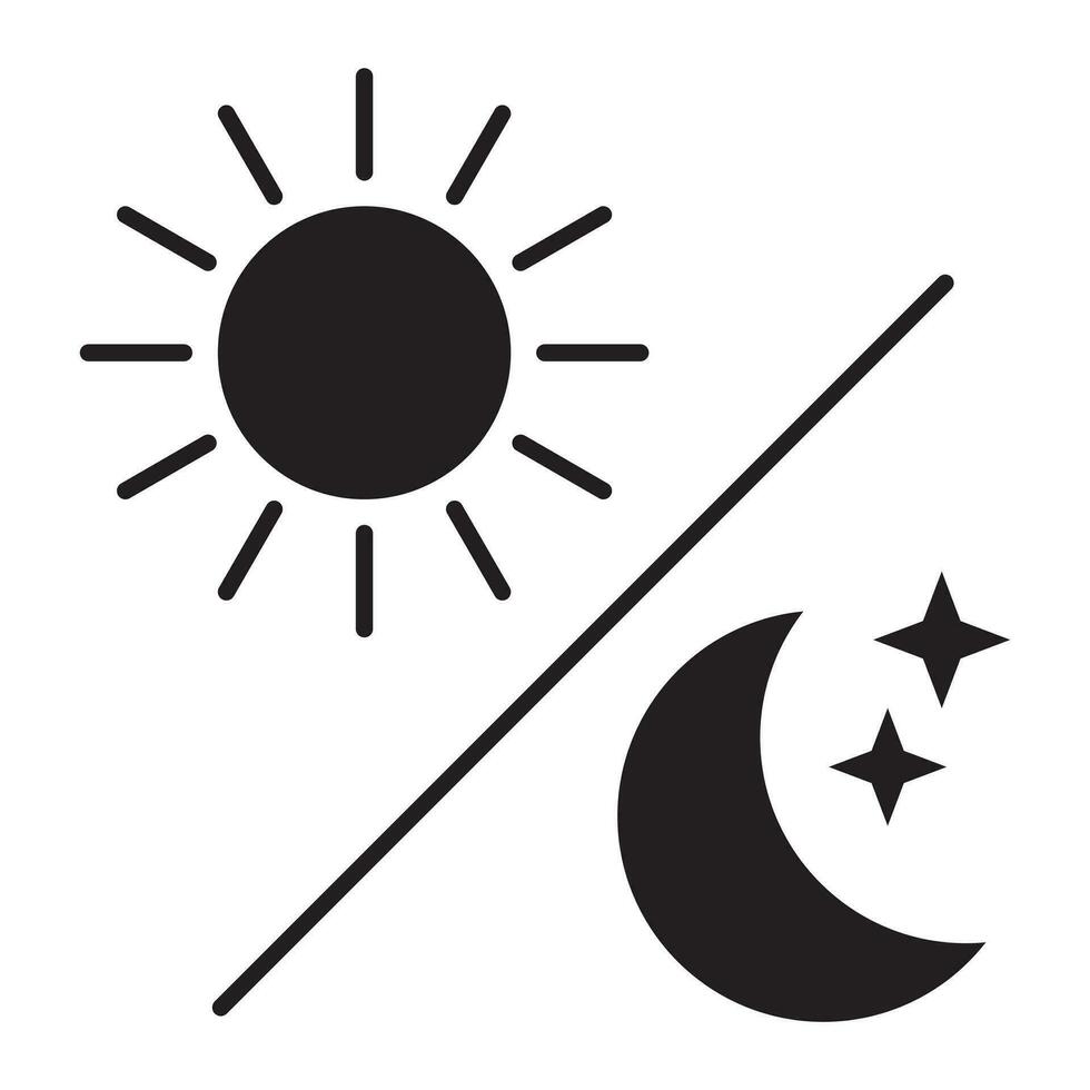 Nacht Symbol von das Mond mit Sterne und Sonne Symbol, Vektor auf Weiß Hintergrund.