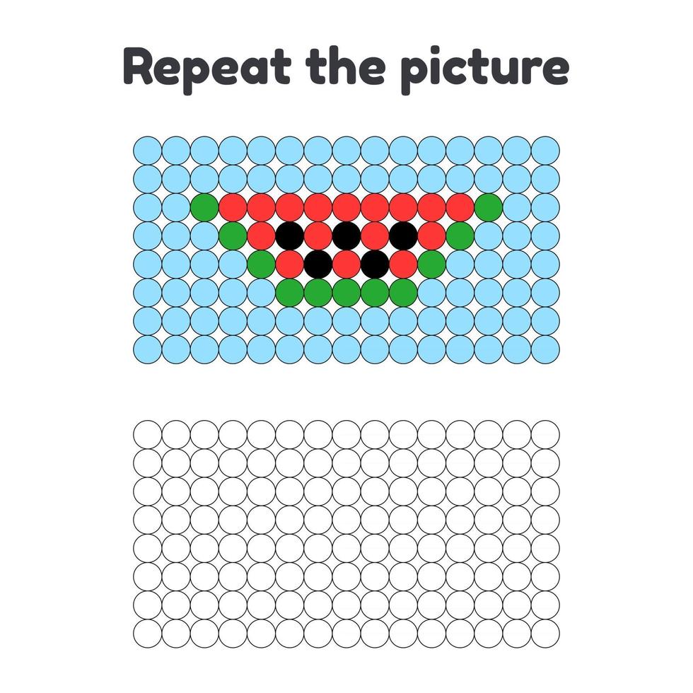 vektor illustration. spel för förskolebarn. upprepa bilden. måla cirklarna. bit vattenmelon på en blå bakgrund.