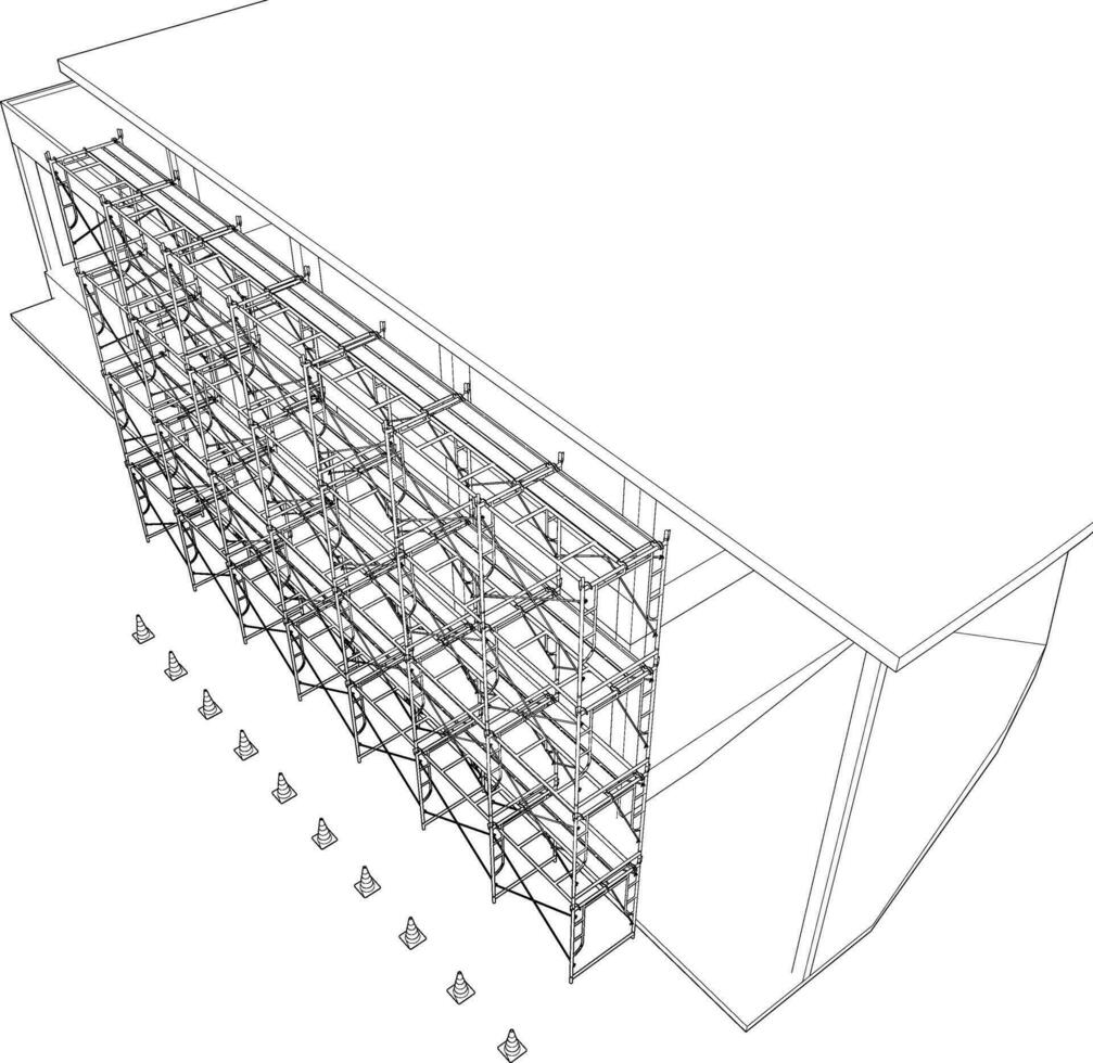 3d Illustration von Gebäude und Konstruktion vektor