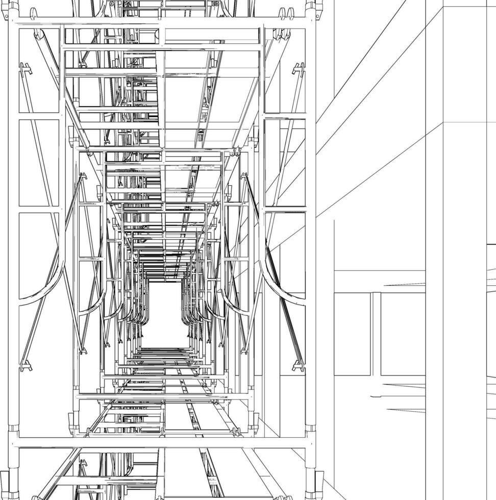 3d Illustration von Gebäude und Konstruktion vektor