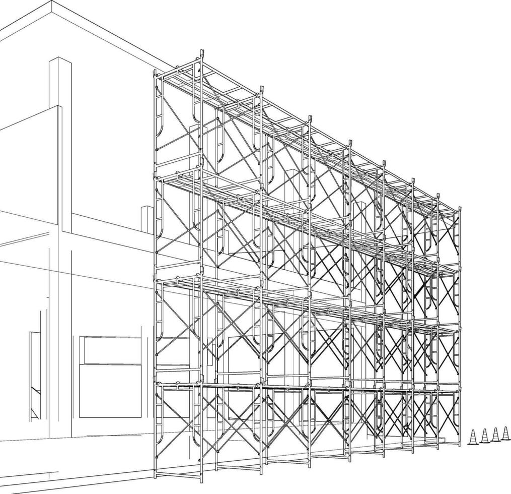 3d illustration av byggnad och konstruktion vektor