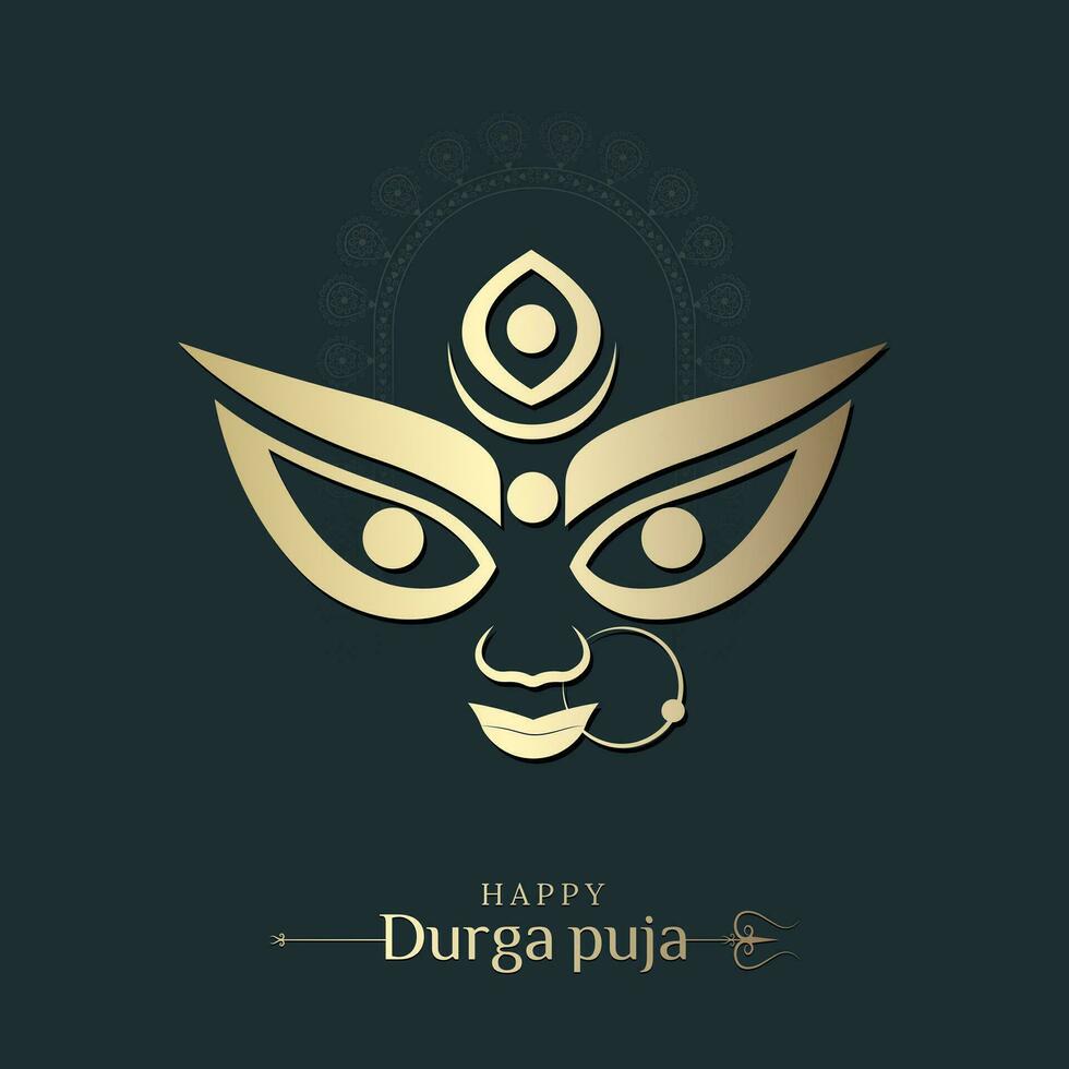 Lycklig durga puja illustrationer, durga ansikte, subh navratri, Dussehra vektor