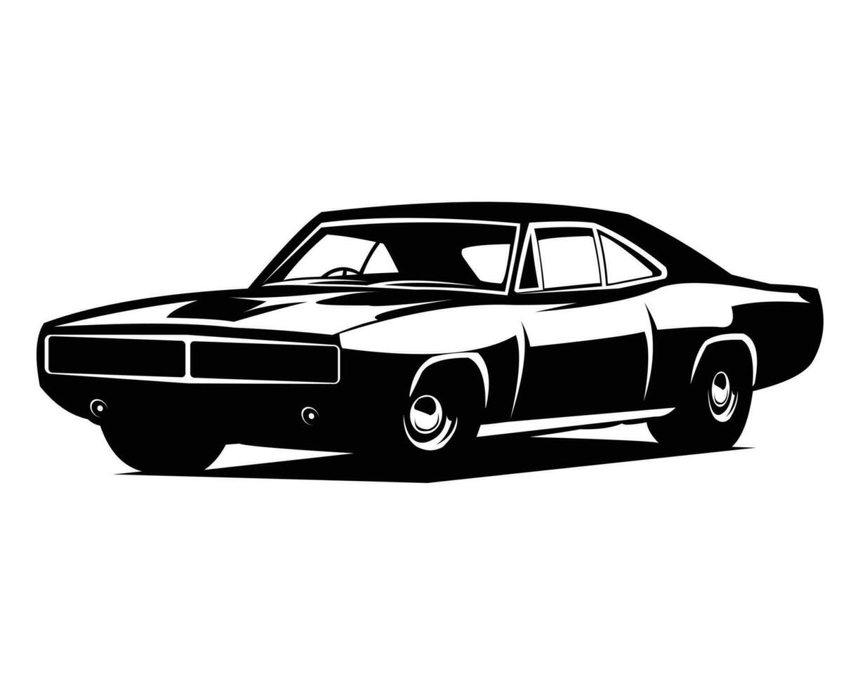 vektor illustration av en 1970 undvika laddare rt. silhuett design. isolerat vit bakgrund se från sida. bäst för logotyp, bricka, emblem, ikon, klistermärke design, bil industri