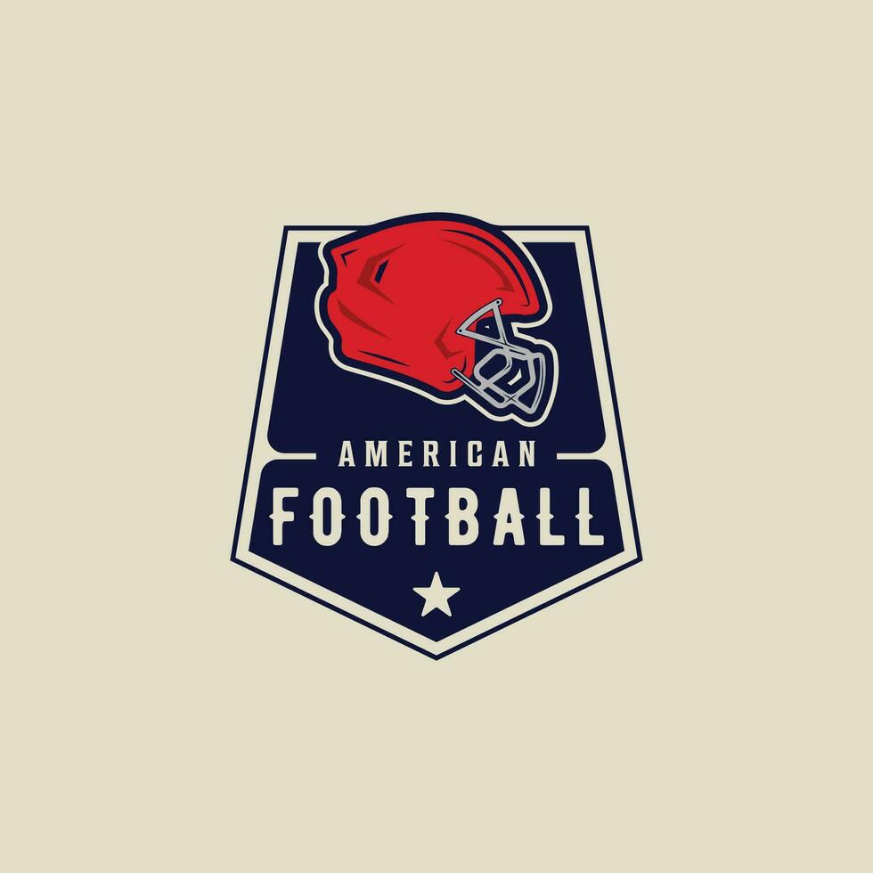 amerikan fotboll emblem logotyp vektor illustration mall ikon grafisk design. sport av hjälm tecken eller symbol för klubb eller liga begrepp med bricka