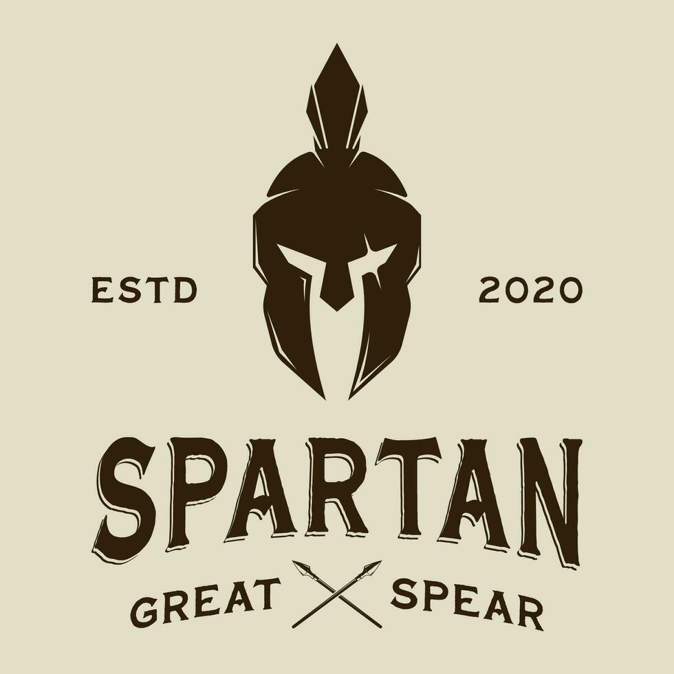 spartansk hjälm logotyp årgång vektor illustration mall ikon grafisk design. krigare av hjältar mask tecken eller symbol för företag eller sport begrepp