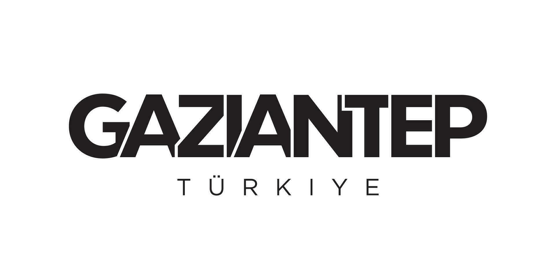 Gaziantep im das Truthahn Emblem. das Design Eigenschaften ein geometrisch Stil, Vektor Illustration mit Fett gedruckt Typografie im ein modern Schriftart. das Grafik Slogan Beschriftung.