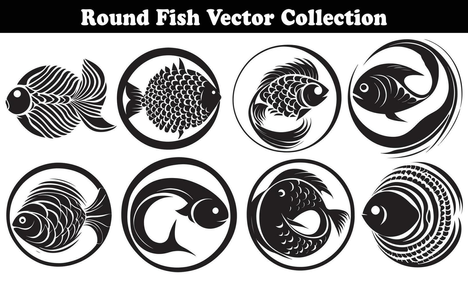 runda fisk vektor design tillbaka på vit bakgrund för designer
