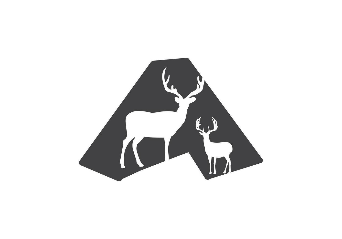 diese ist ein Brief ein Text und Hirsch Kopf Logo Design vektor