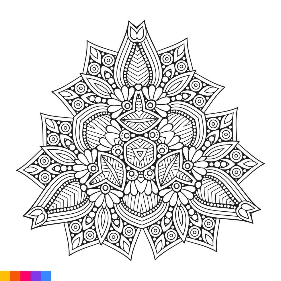 mandala konst för färg bok. rena dekorativ runda prydnad. orientalisk mönster, vektor illustration färg bok sida. cirkulär mönster i form av mandala för henna, mehndi, tatuering, dekoration.