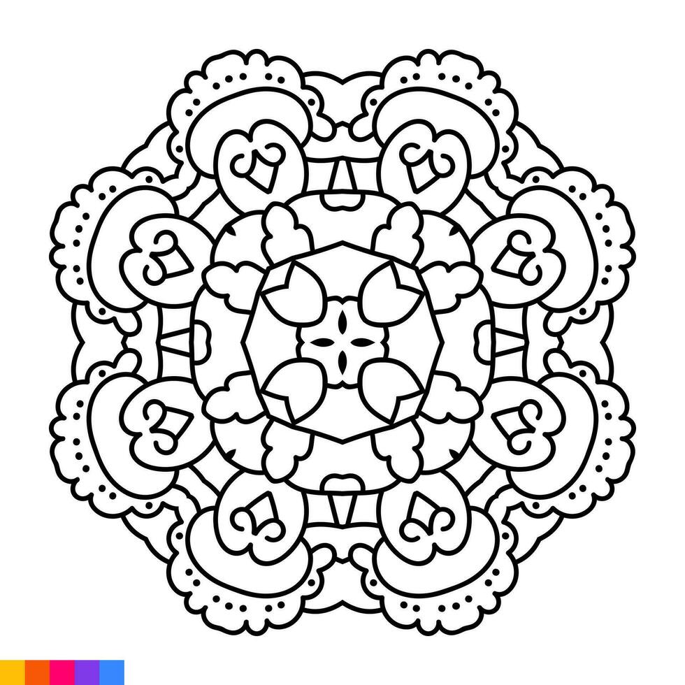 mandala konst för färg bok. rena dekorativ runda prydnad. orientalisk mönster, vektor illustration färg bok sida. cirkulär mönster i form av mandala för henna, mehndi, tatuering, dekoration.