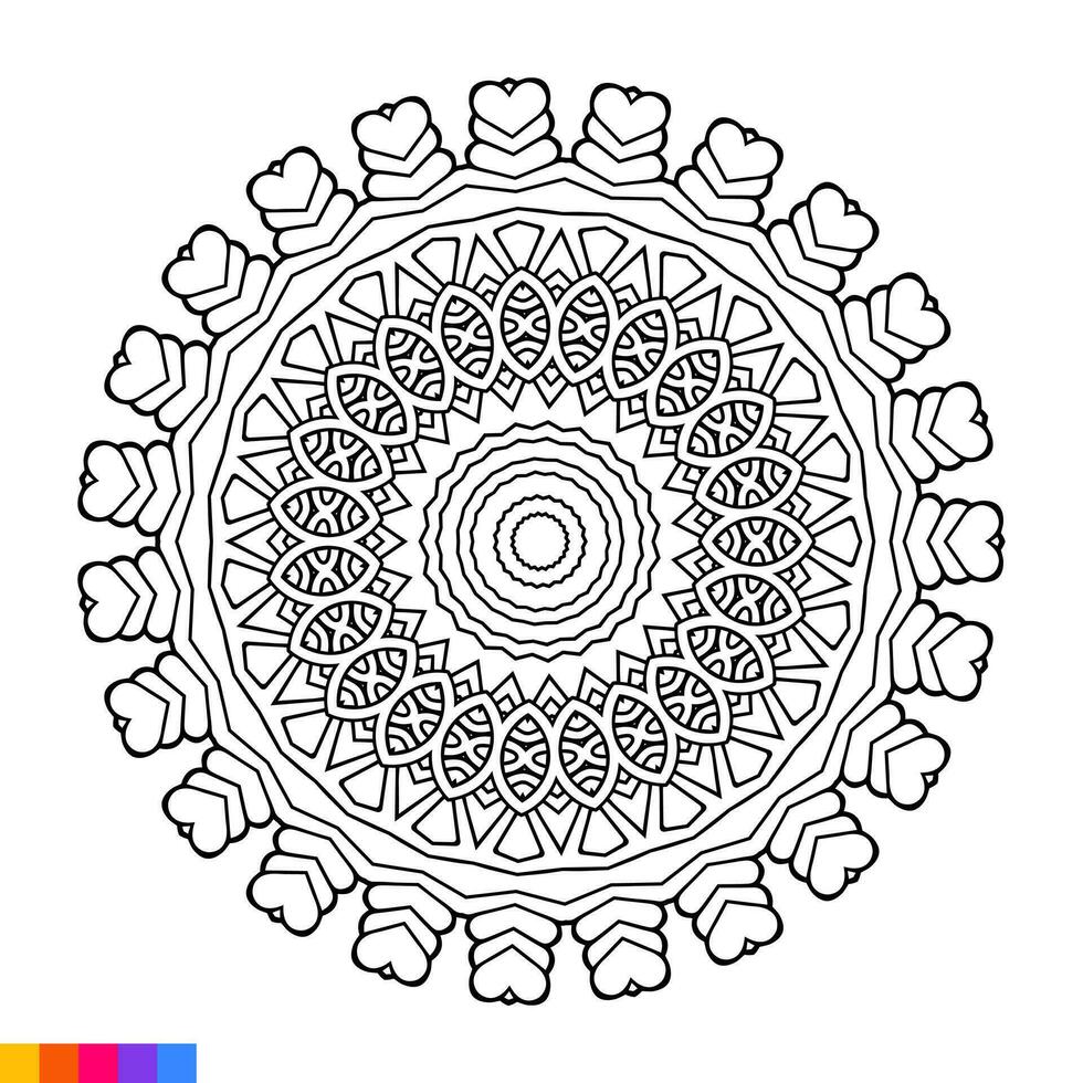 Mandala Kunst zum Färbung Buch. sauber dekorativ runden Ornament. orientalisch Muster, Vektor Illustration Färbung Buch Buchseite. kreisförmig Muster im bilden von Mandala zum Henna, mehndi, Tätowierung, Dekoration.