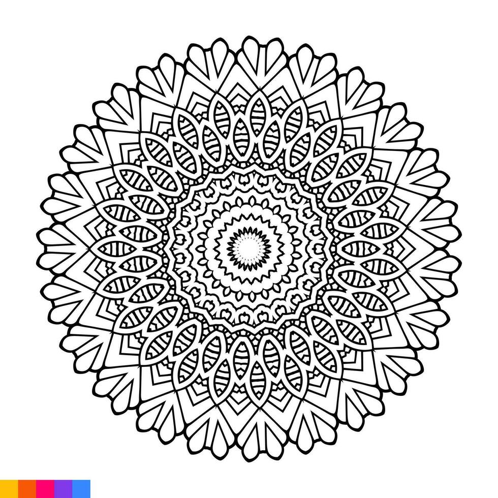 mandala konst för färg bok. rena dekorativ runda prydnad. orientalisk mönster, vektor illustration färg bok sida. cirkulär mönster i form av mandala för henna, mehndi, tatuering, dekoration.