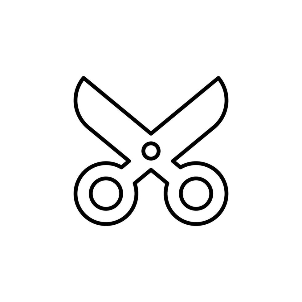 einfach Schere minimalistisch Gliederung Symbol zum Geschäfte und Shops. geeignet zum Bücher, Shops, Geschäfte. editierbar Schlaganfall im minimalistisch Gliederung Stil. Symbol zum Design vektor