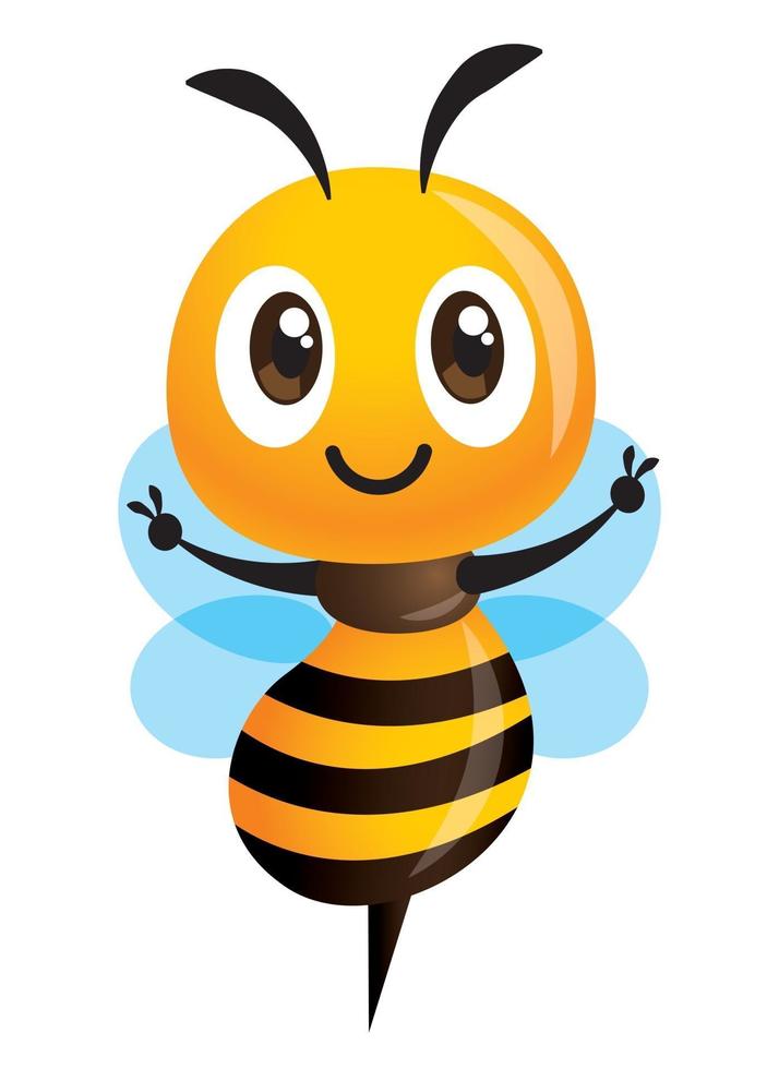 Cartoon süße Biene zeigt Sieg Handzeichen vektor