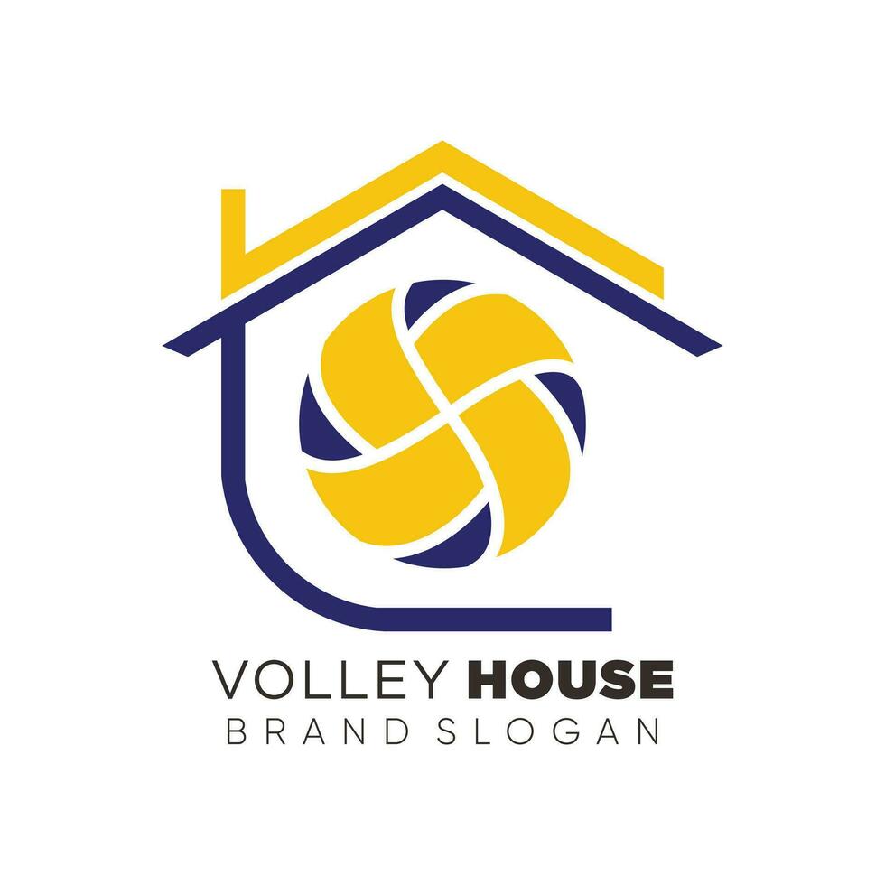 Volley Ball Haus Logo mit kreativ einzigartig Design Prämie Vektor