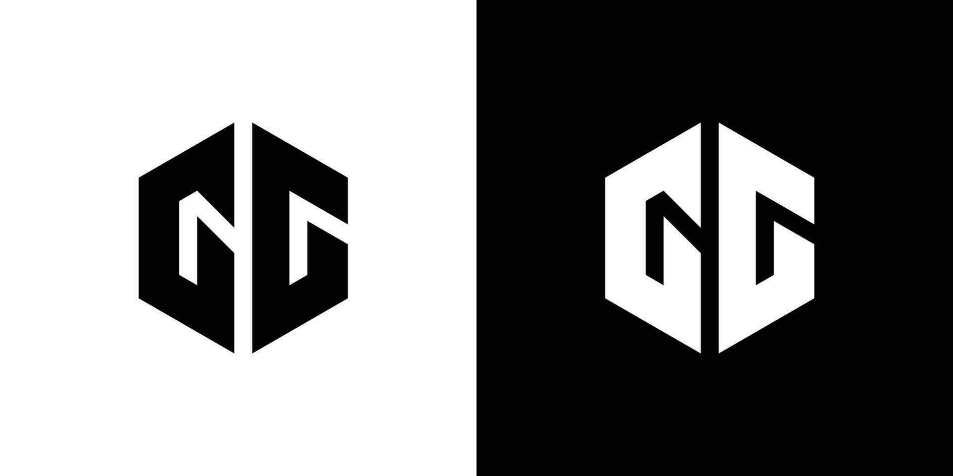 brev g g polygon, hexagonal minimal och professionell logotyp design på svart och vit bakgrund vektor