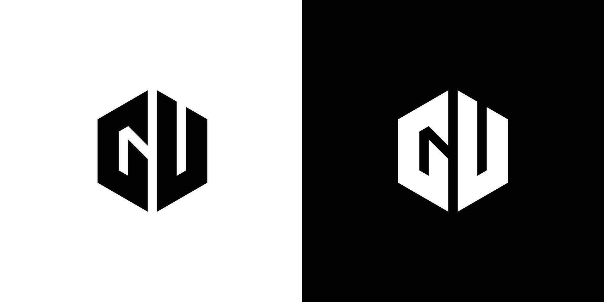 brev g u polygon, hexagonal minimal och professionell logotyp design på svart och vit bakgrund vektor