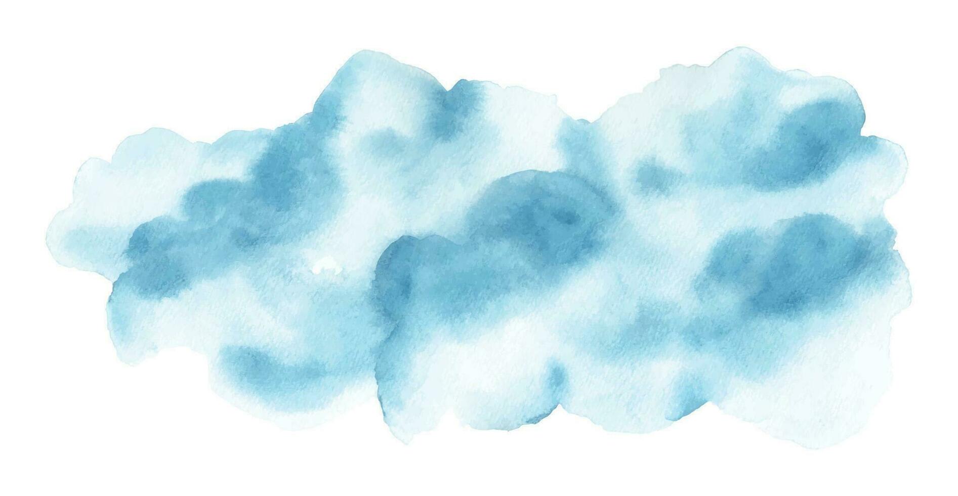 abstrakt blå moln vattenfärg handmålad färga vektor