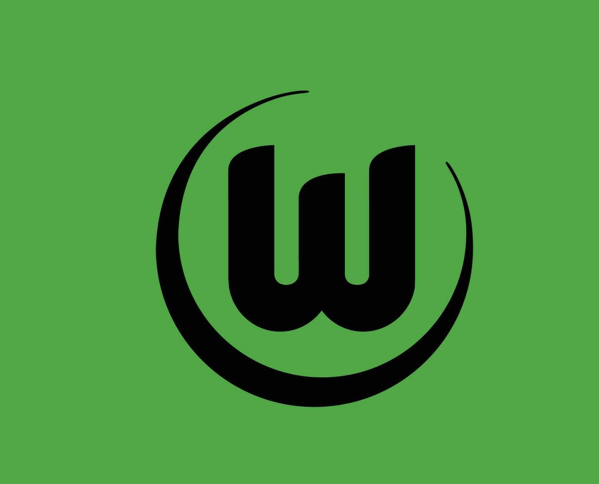 Wolfsburg klubb logotyp symbol svart fotboll bundesliga Tyskland abstrakt design vektor illustration med grön bakgrund