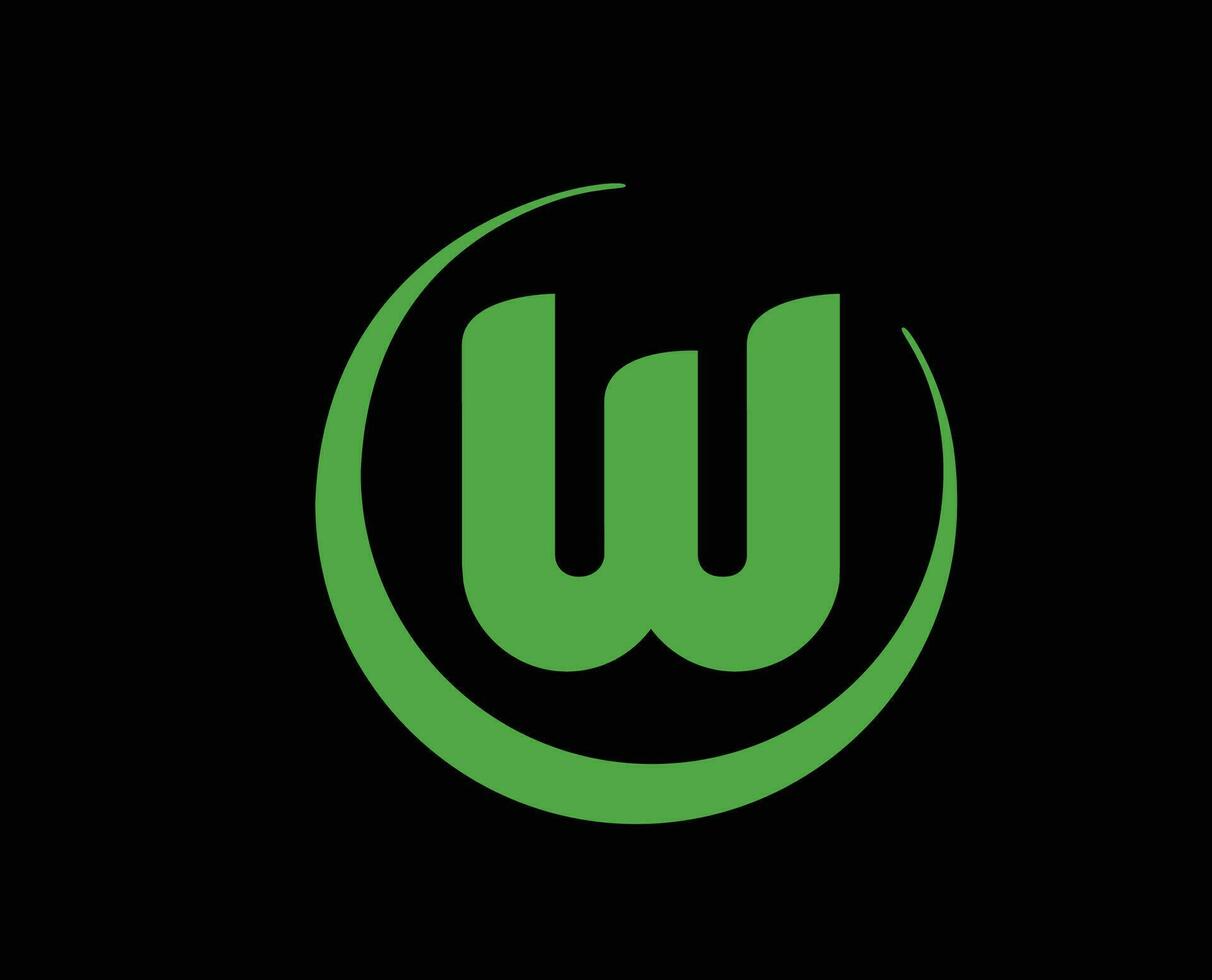 Wolfsburg klubb logotyp symbol fotboll bundesliga Tyskland abstrakt design vektor illustration med svart bakgrund