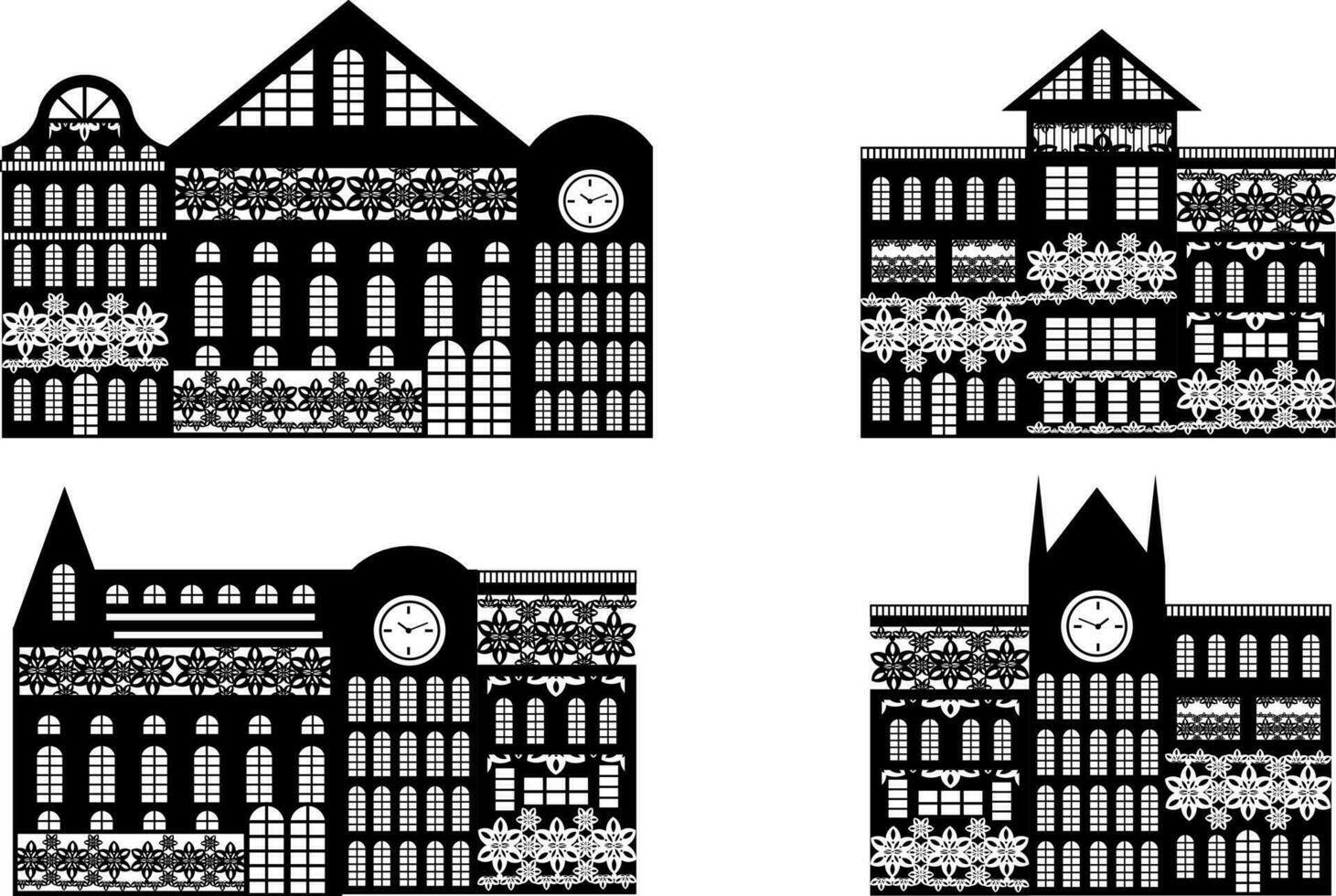 Vektor Bild von schwarz Silhouetten von die Architektur Gebäude. eps 10