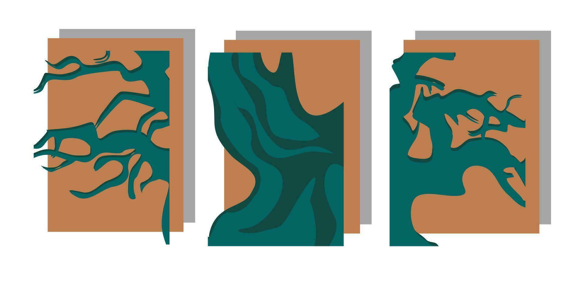 vektor bild bestående av en uppsättning av abstrakt bilder med urskiljbar fläckar skildrar torr hakar eller träd element i de höst vinter period i en bladlösa säsong eller ränder av flod sängar. eps 10