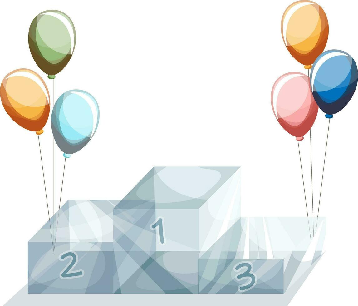 vektor bild av 3 plats is piedestal dekorerad med ballonger. tecknad serie stil. eps 10
