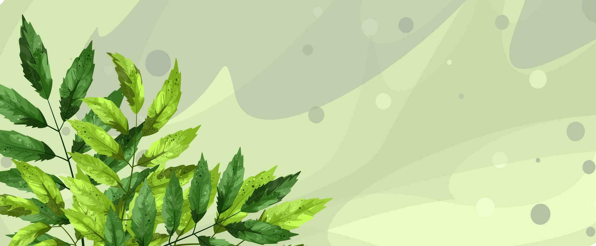 ein Vektor Bild von ein laubabwerfend Pflanze einstellen gegen ein blattartig Muster mit eingestreut Blätter. handgemalt. Karikatur