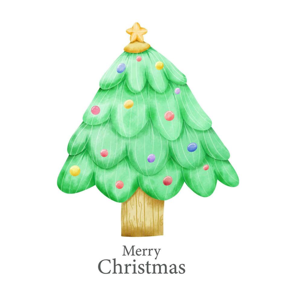 vattenfärg jul träd med Citat på vit bakgrund vektor