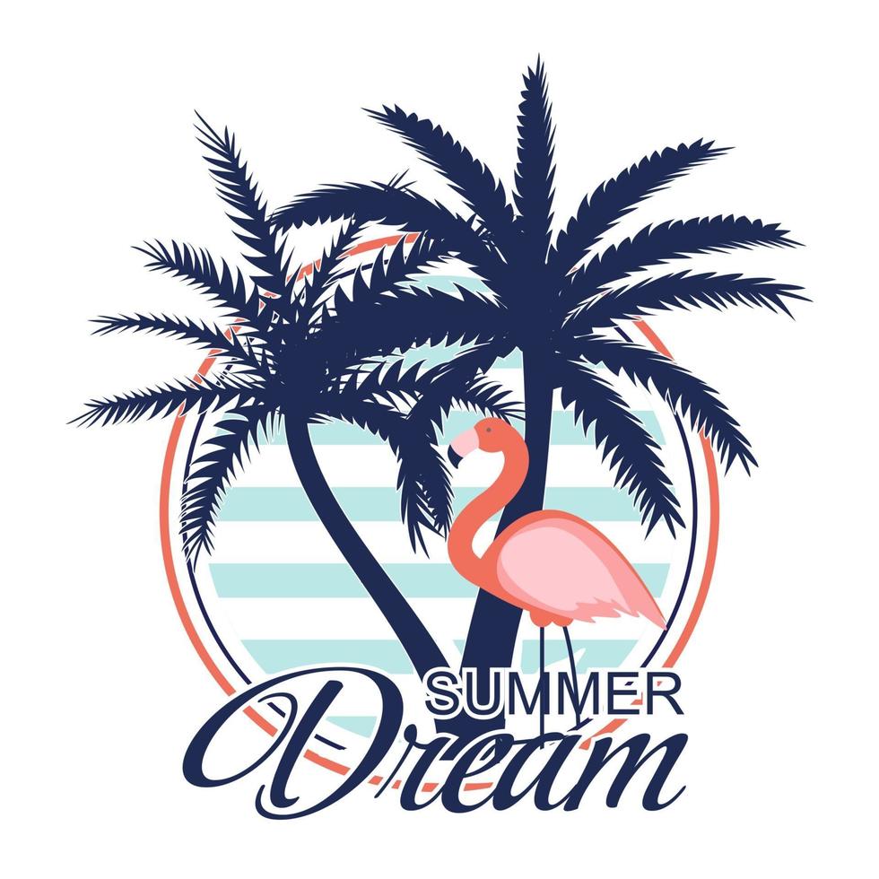 schöne Palme und Flamingo-Symbol Silhouette Hintergrund Vektor-Illustration vektor