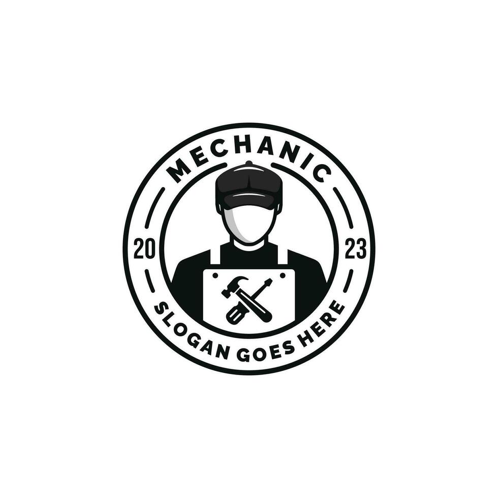 Mechaniker Logo Design Vektor Illustration