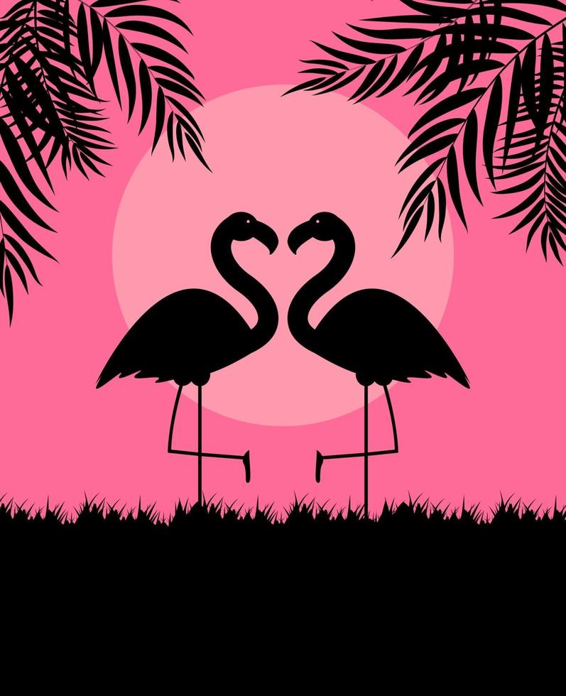 niedliche rosa Flamingo-Hintergrund-Vektor-Illustration vektor