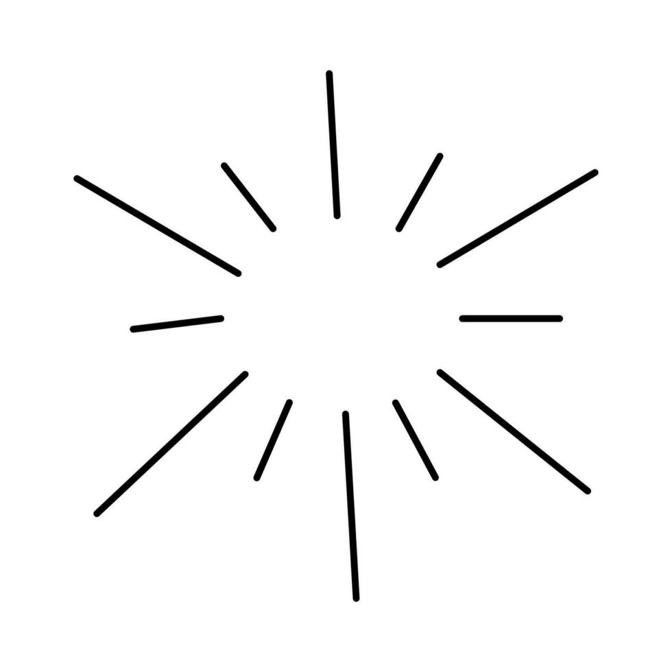 süß Gekritzel Hand gezeichnet Sonnenstrahlen. Vektor minimalistisch Bild isoliert auf Weiß Hintergrund.