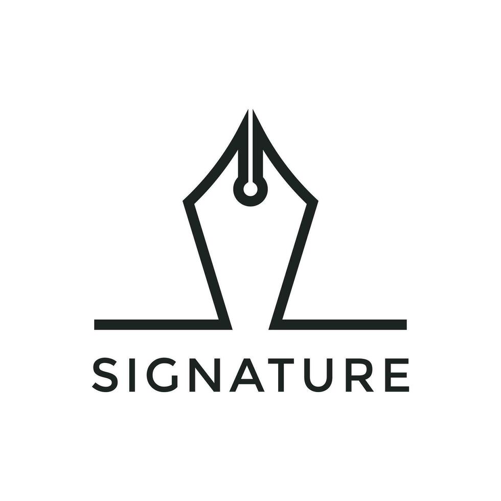 elegant fontän penna signatur skriva logotyp vektor