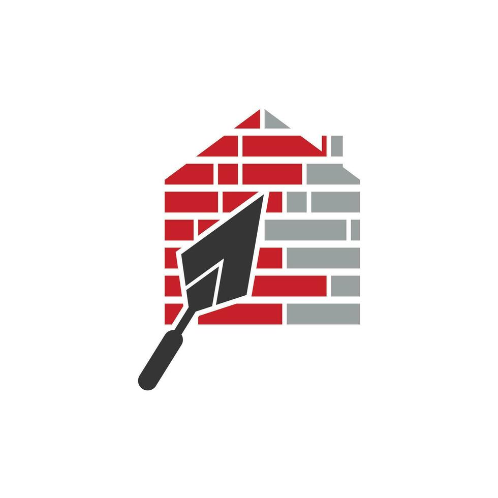 murslev och tegel stil hus logotyp vektor illustration