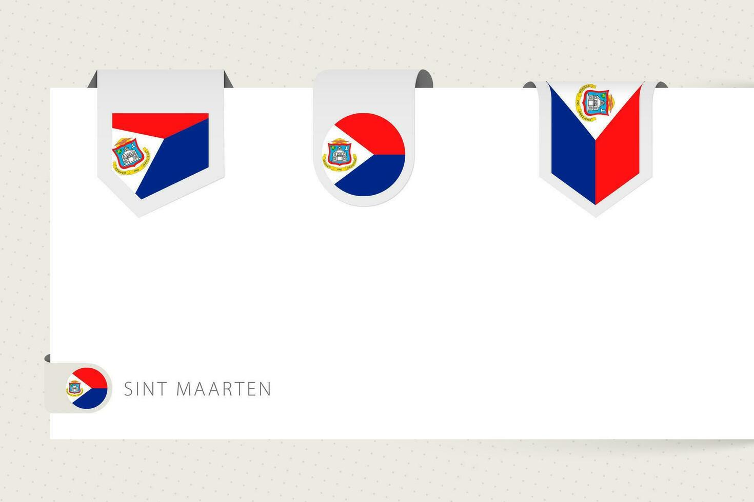 Etikette Flagge Sammlung von sint maarten im anders Form. Band Flagge Vorlage von sint maarten vektor